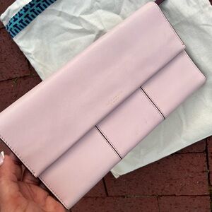 Tory Burch Pink Envelope Clutch with Textured Finish